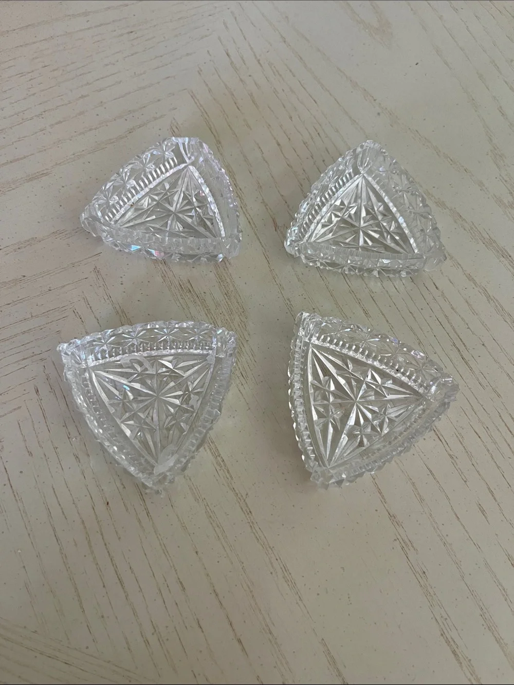 Clear Glass Triangle Accent Dishes - Set of 4